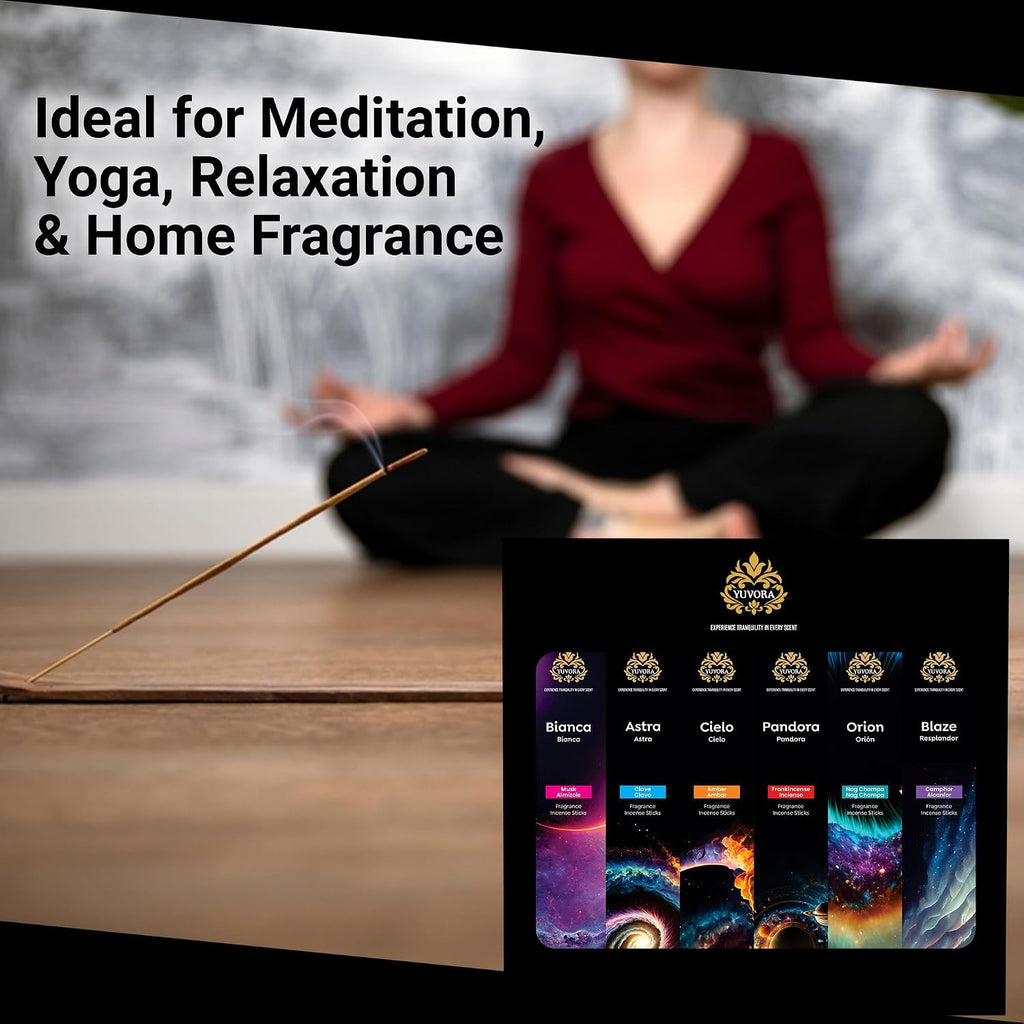 Aromatic Incense Sticks Gift Set - 120 Natural & Non-Toxic Incense Sticks | 6 Soothing Scents | Home, Meditation - Set of 120