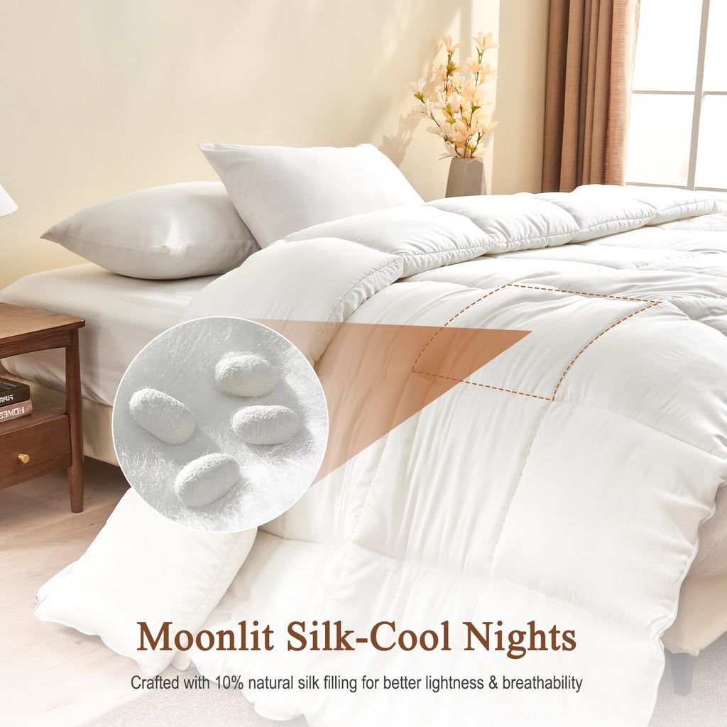 Cooling Comforter - 100% Bamboo-Derived Rayon Comforter with Silk-Infused Fill, ClimaSilkTM Ultra-Soft