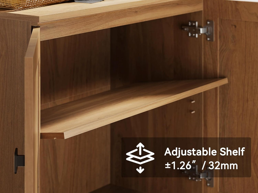 Buffet Sideboard Cabinet Farmhouse Modern 3 in1 Storage Cabinet with Adjustable Shelves for Kitchen, Coffee Bar