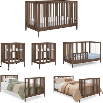 Jalen Grow with Me 9-in-1 Convertible Crib, Teak Brown | Greenguard Gold Certified Crib Converts from Portable