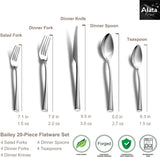 Bailey 20-Piece Forged Silverware Set Stainless Steel Flatware Set,Service for 4,Mirror Polished Cutlery Set