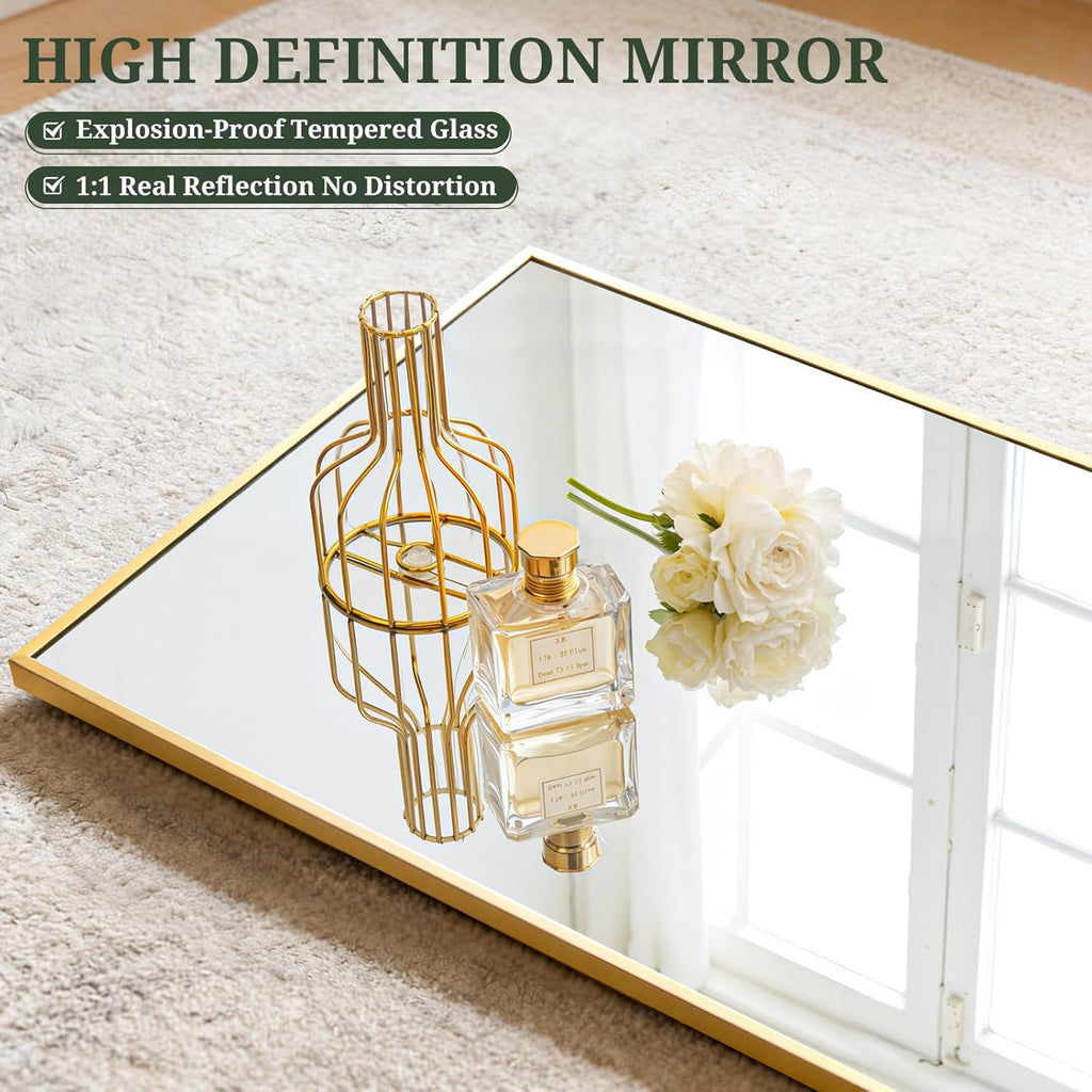 Mirror Full Length 64"x21" Full Body Floor Mirror with Stand, Shatterproof Glass, Aluminum Alloy Frame, Free Standing