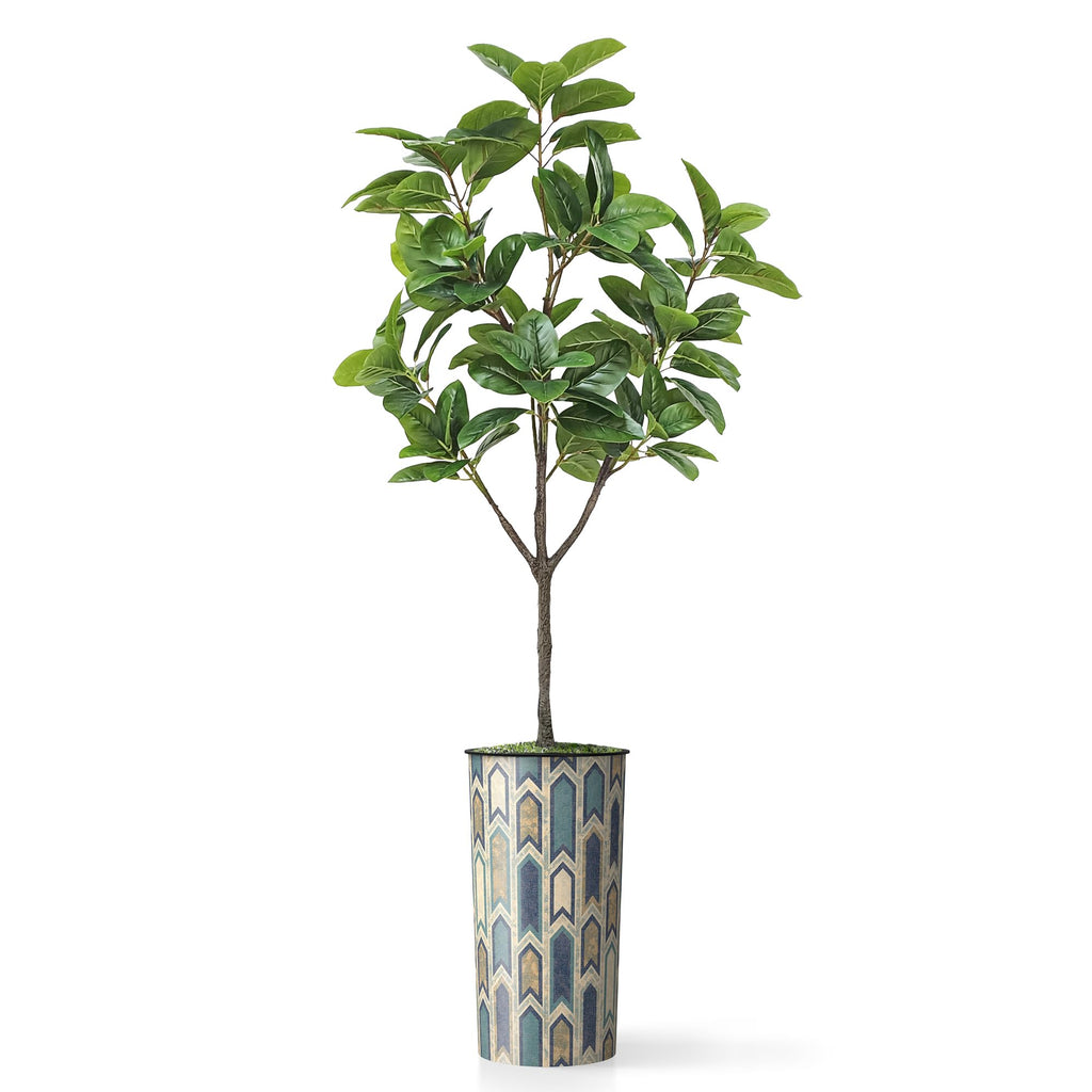 Tree in Modern Polygon Pattern Effect Planter, Fake Rubber Silk TRE for Indoor and Outdoor Home Decoration - 70"