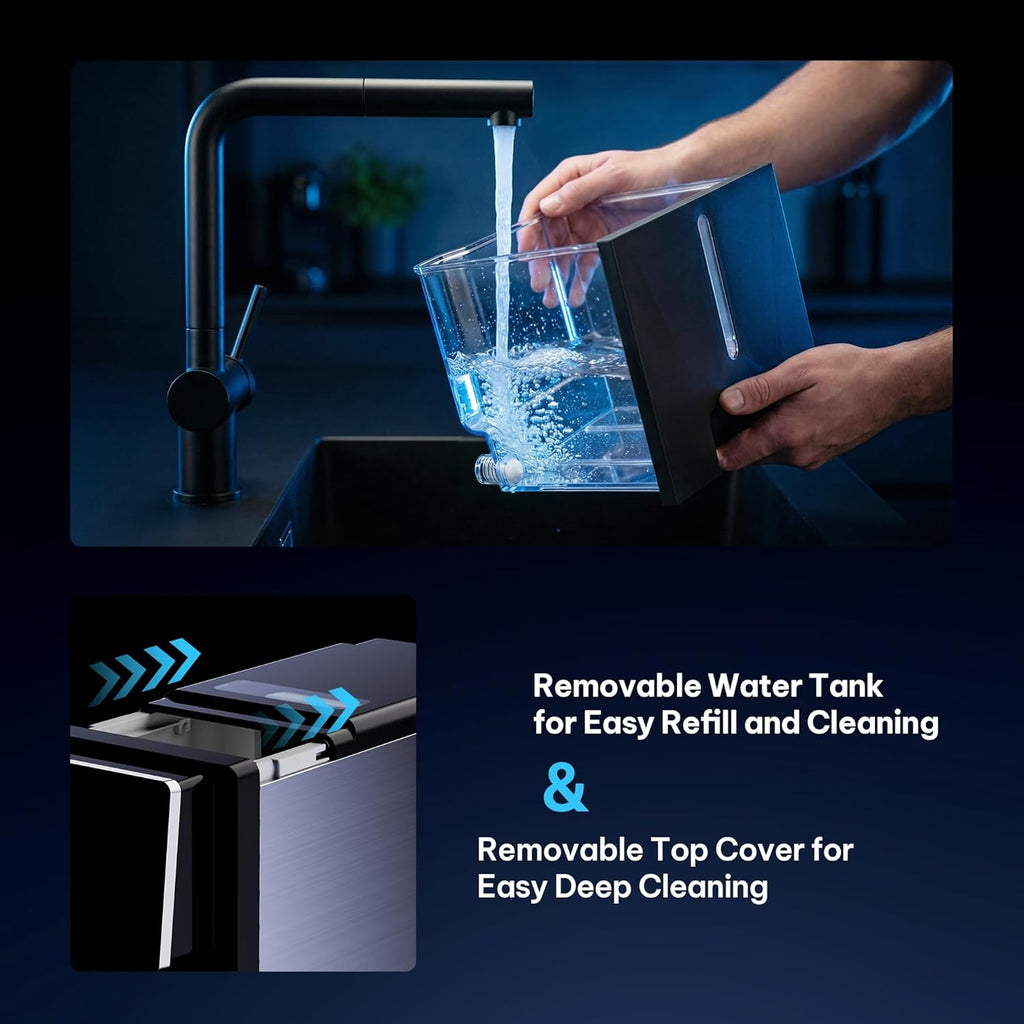 Nugget Ice Maker Countertop, Auto Drop Ice, Self Cleaning Ice Machine, 40 lbs/24H Soft Chewable Ice, Self Dispensing