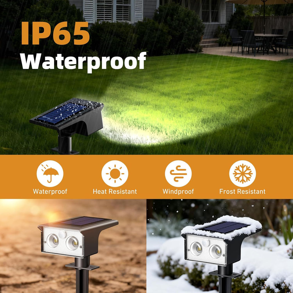 Solar Spot Lights Outdoor Waterproof, 4 Pack/3 Modes Motion Sensor Lights, Solar Powered Spotlights 2-in-1 Auto