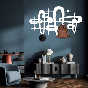 Mid Century Metal Coat Rack, Abstract Coat Hooks Wall Decor, Mid Century Luxury Wall Mount, Retro Art Coat Rack, Key