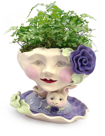 Victorian Lovelies Sculpted Indoor Head Planter: Bunny Rose Version