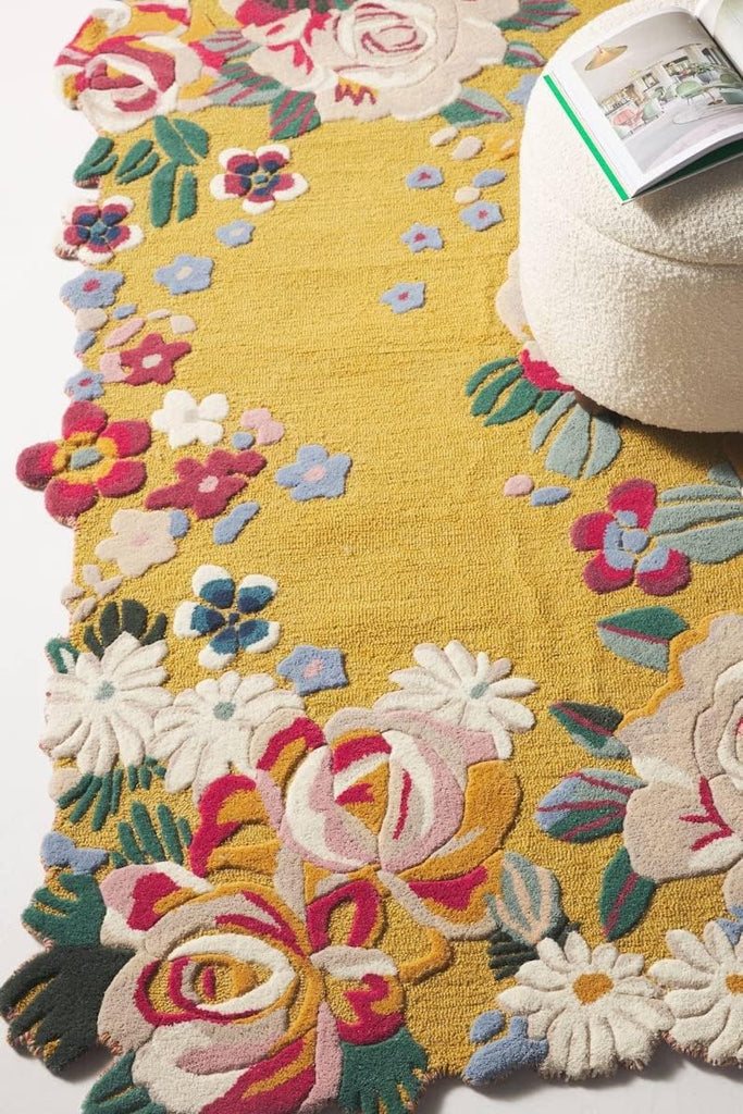 Hand Tufted Floral Area Rug, New Zealand Woolen