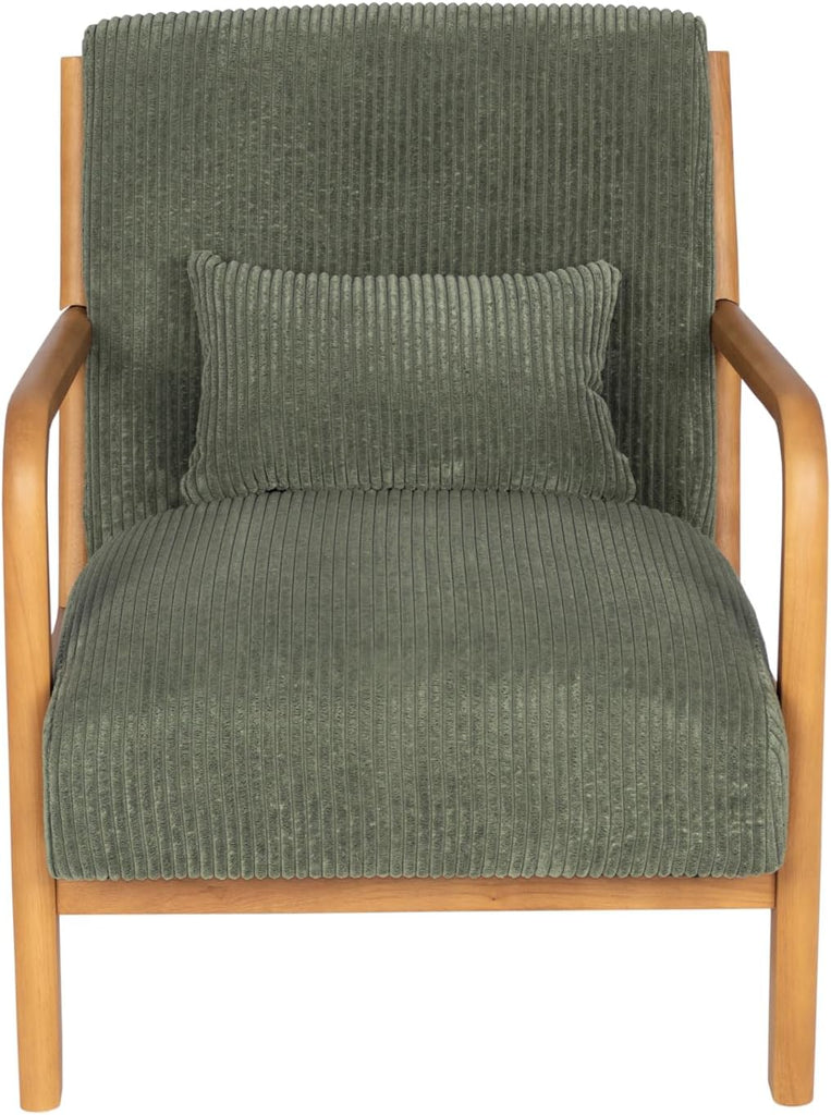 32" Plush Comfort Modern Mid-Century Tufted Armchair - Soft Fabric, Angled Back Legs & Accent Pillow s & Cozy Nooks