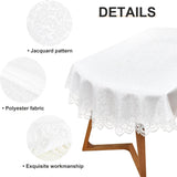 Elegant White Lace Jacquard Oval Tablecloth Tabletop Decoration Cover for Oval Tables Home Decoratio