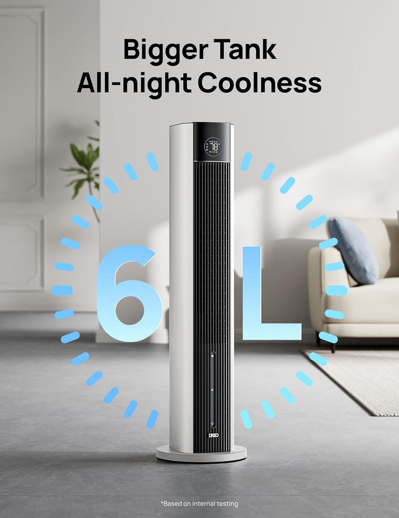 Evaporative Air Swamp Cooler, 43" Cooling Fans that Blow Cold Air 2026 Upgraded, 80° Oscillating Floor Fan