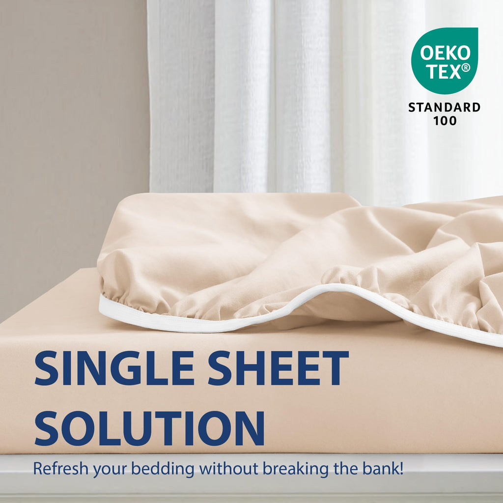 Cal King Fitted Sheet Only, 16" Deep Pocket, Cream