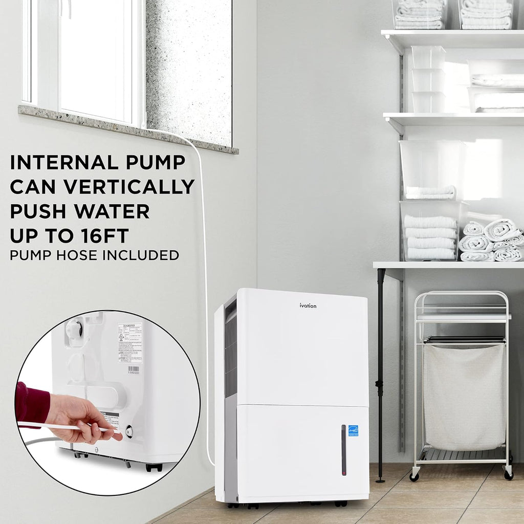 4,500 Sq. Ft Energy Star Dehumidifier With Pump, Large Capacity Compressor De