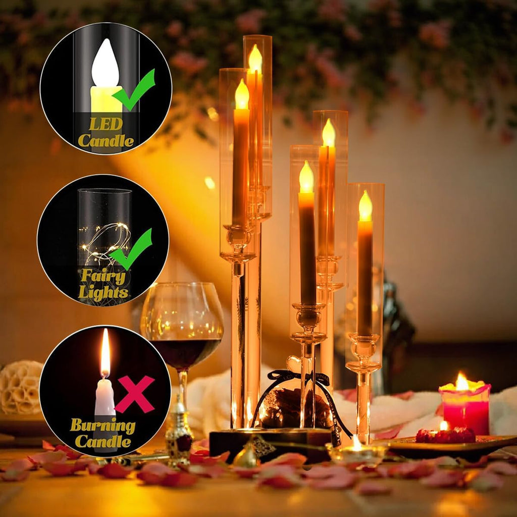 2PCS Acrylic Candelabra Centerpiece for Table,5 Arm Clear Candle Stick Holders Wedding Centerpiece Standsle