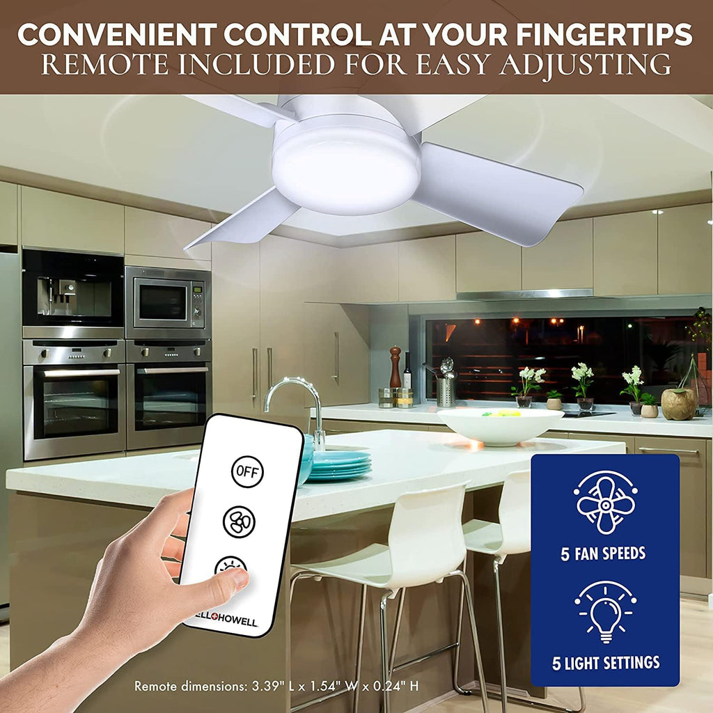 Socket Breeze Light 5-Speed Deluxe LED Ceiling Fans with Lights and Remote Control For Bedroom, Kitchen, Living Room,1000 Lumens / 5000 Kelvins
