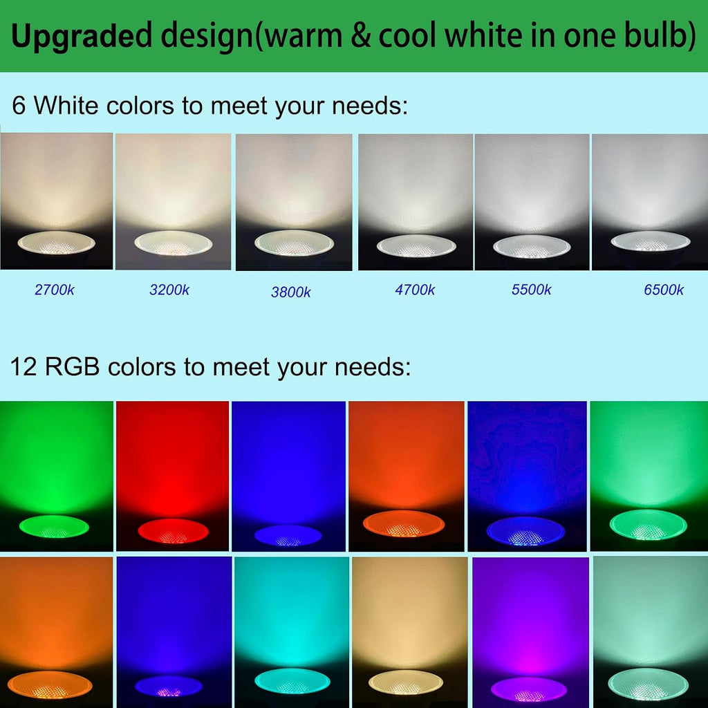 2 Packs Par38 LED Flood Light Bulbs for Halloween Christmas Lighting,30W=100W,Timing E26 Color Changing Bulbs Garden