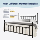 14 Inch King Metal Platform Bed Frame with Victorian Vintage Headboard and Footboard/Mattress Foundation/Under Bed