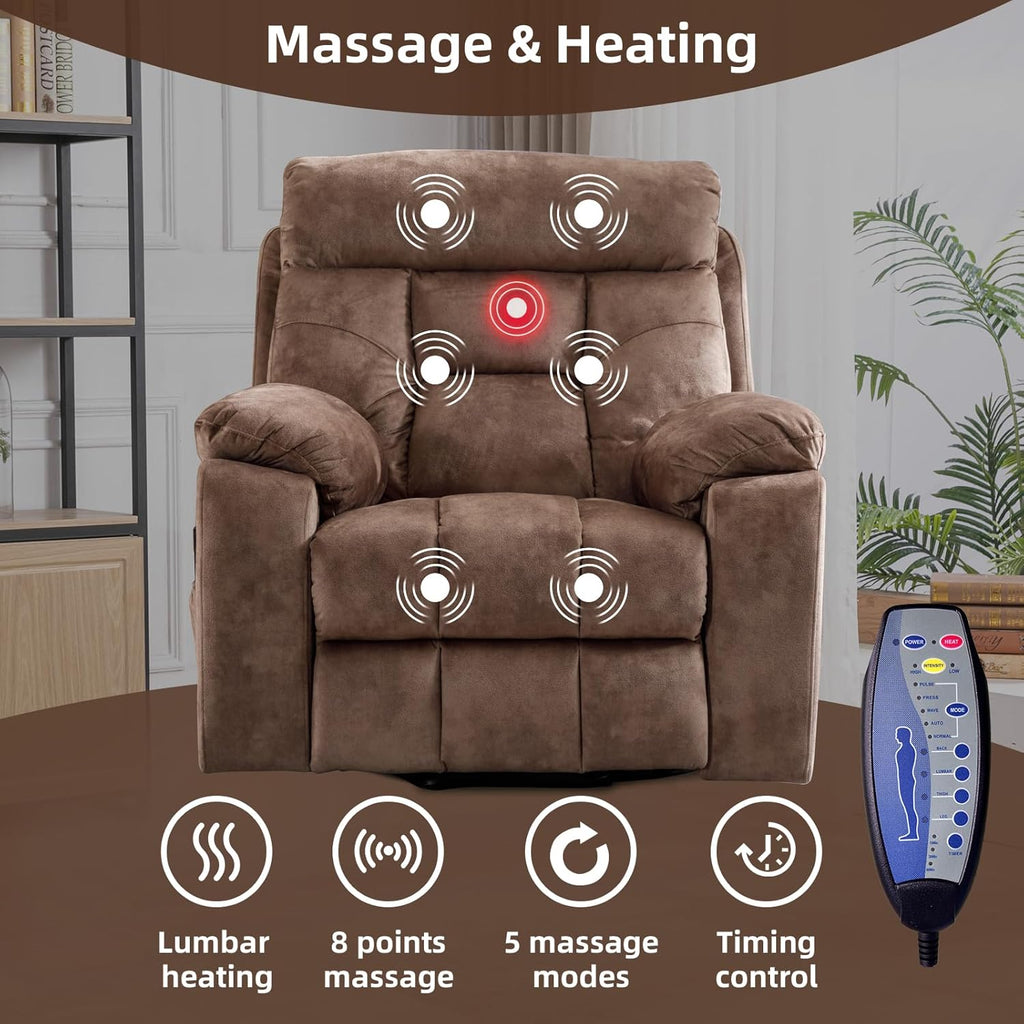 Large Power Lift Recliner Chair with Massage and Heat for Elderly Big and Tall People