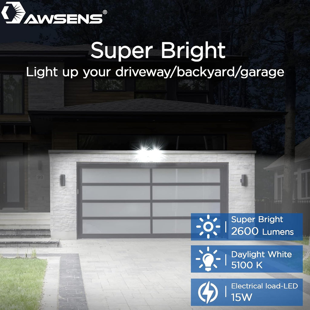 30W LED Motion Sensor Security Light Outdoor, 2 Head Adjustable, 180 Degree, 2600 LM, 5100 K, ETL Water Resistant