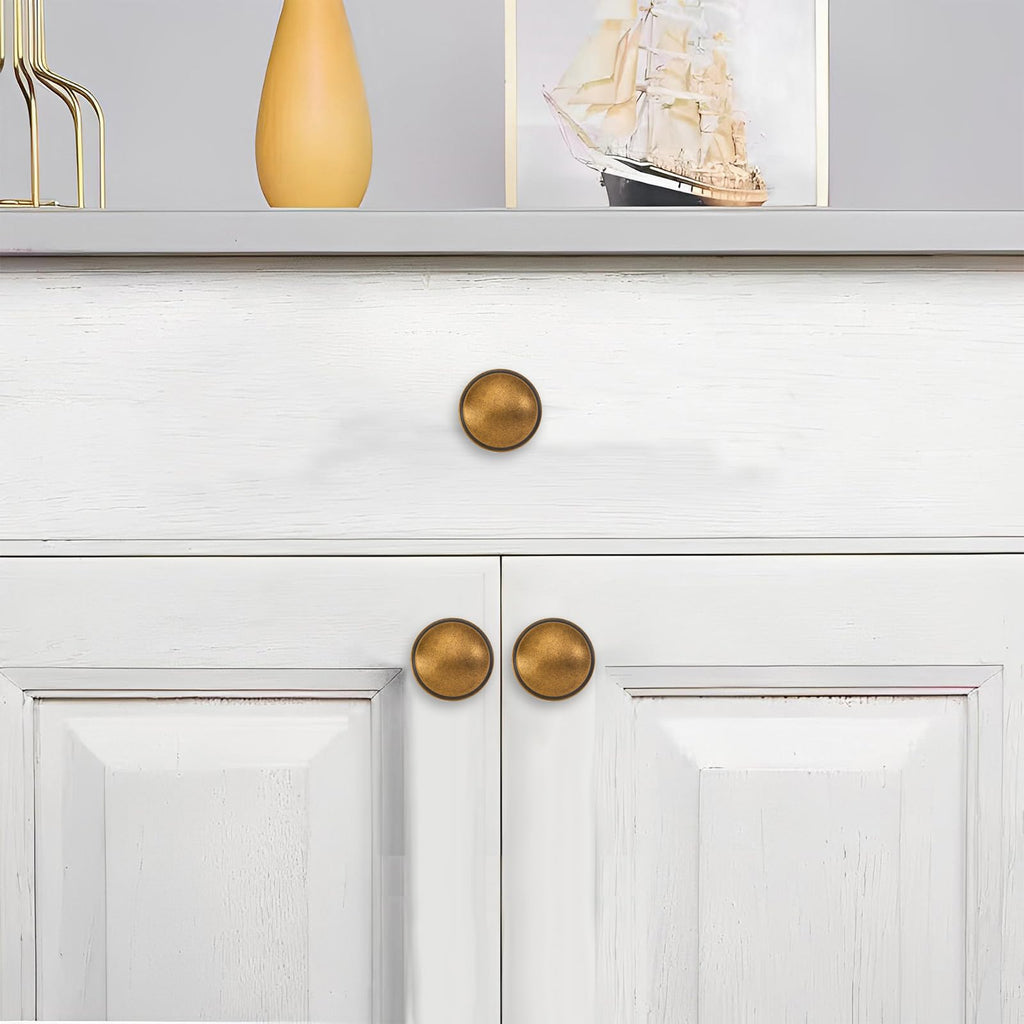 2 Pack Knob Antique Brass Cabinet knobs 1-1/4 inch Solid Heavy Duty Tradition Bifold Closet Door Mushroom Knobs
