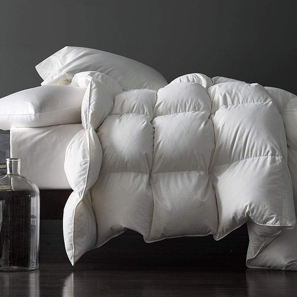 Premium Feathers Down Duvet Insert Comforter Oversized King All Season Medium Warmth White 100% Cott