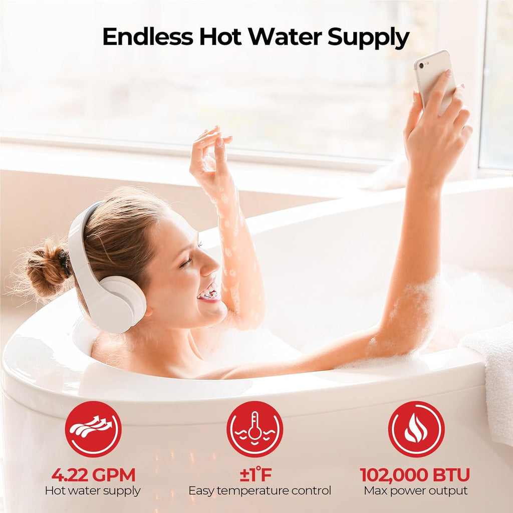 Climatech 3 Tankless Water Heater Natural Gas 4.22GPM, High Efficiency 102