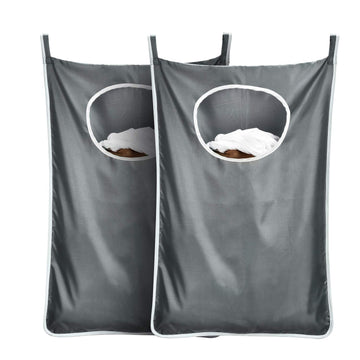 Durable hanging laundry hamper bag Behind door Space Saving with Stainless Steel Hooks Zip, Kids room, Travel, College