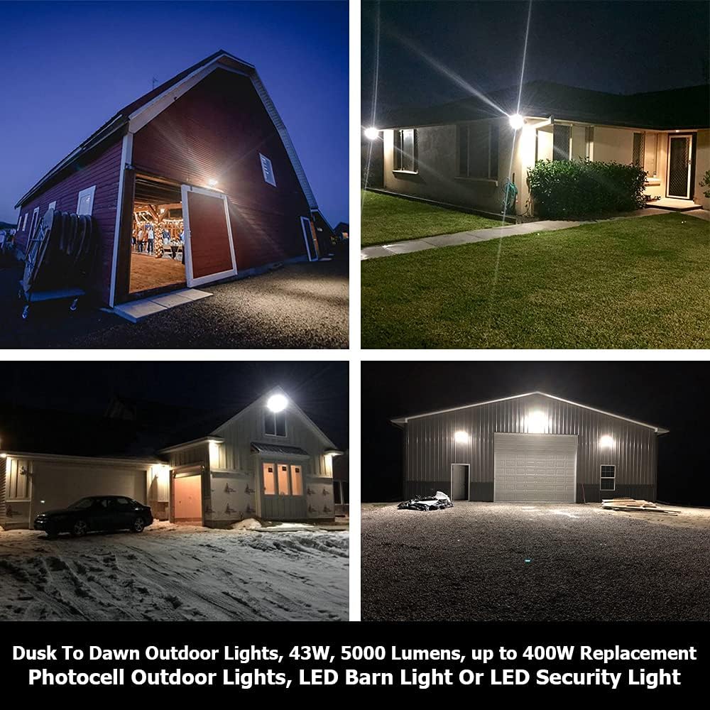 LuminaGuard 43W LED Dusk to Dawn Barn Light, Silver Gray, 1-Pack | 5000lm 5000K daylight, UL Listed security light