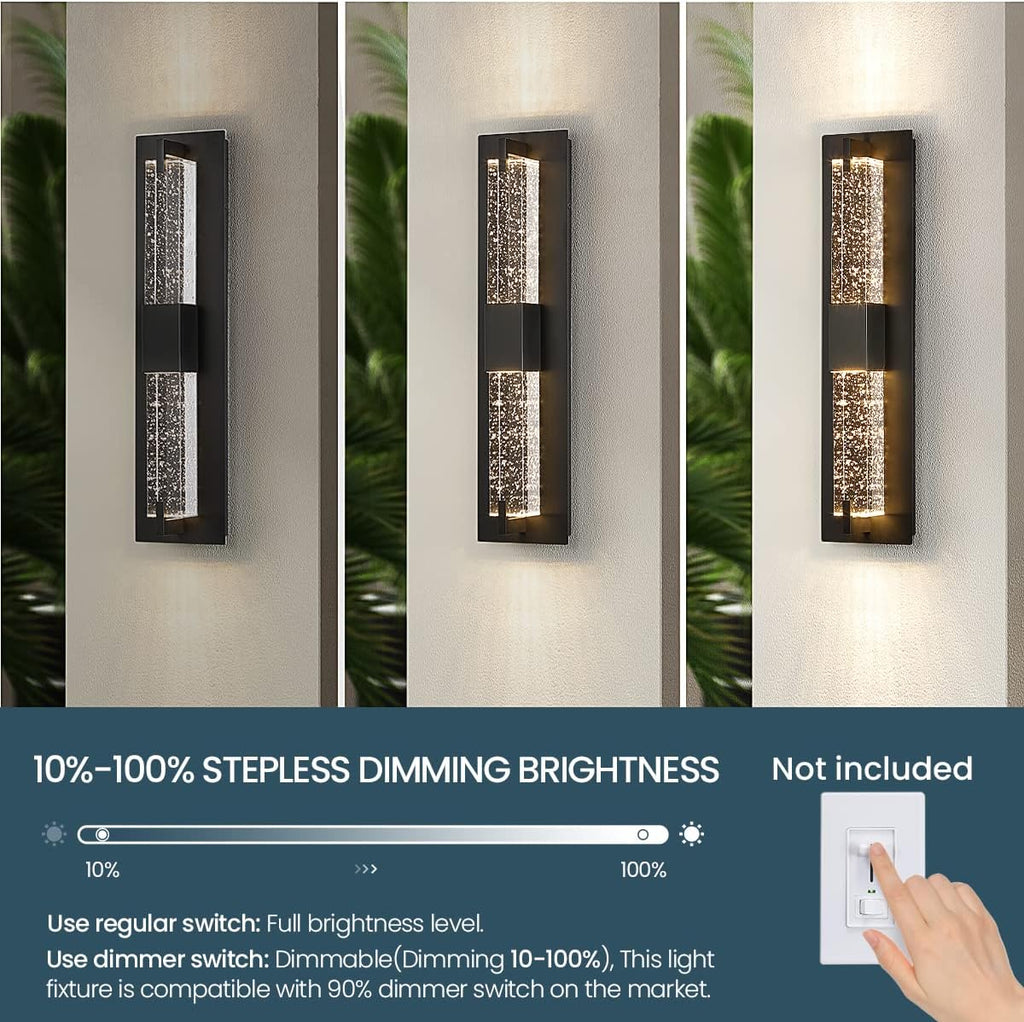 LED Wall Sconce Light: 19 Inch Black Modern Sconces Wall Lighting 3000K Dimmable Crystal Wall Lamps Indoor Bathroom