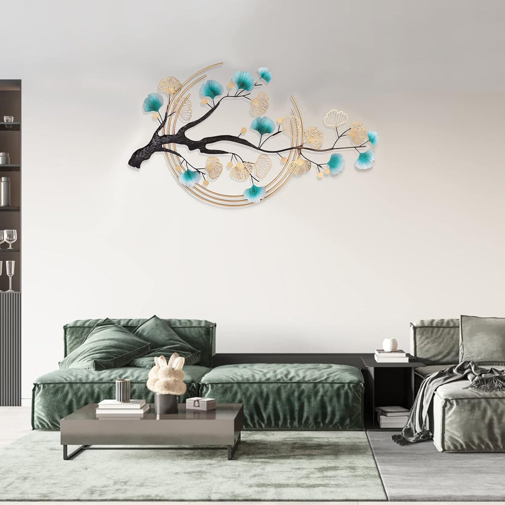 3D Ginkgo Leaf Wall Decor, Metal Wall Art Decor 3D Ginkgo Tree Leaf Metal Wall Decoration Large Modern Metal Wall