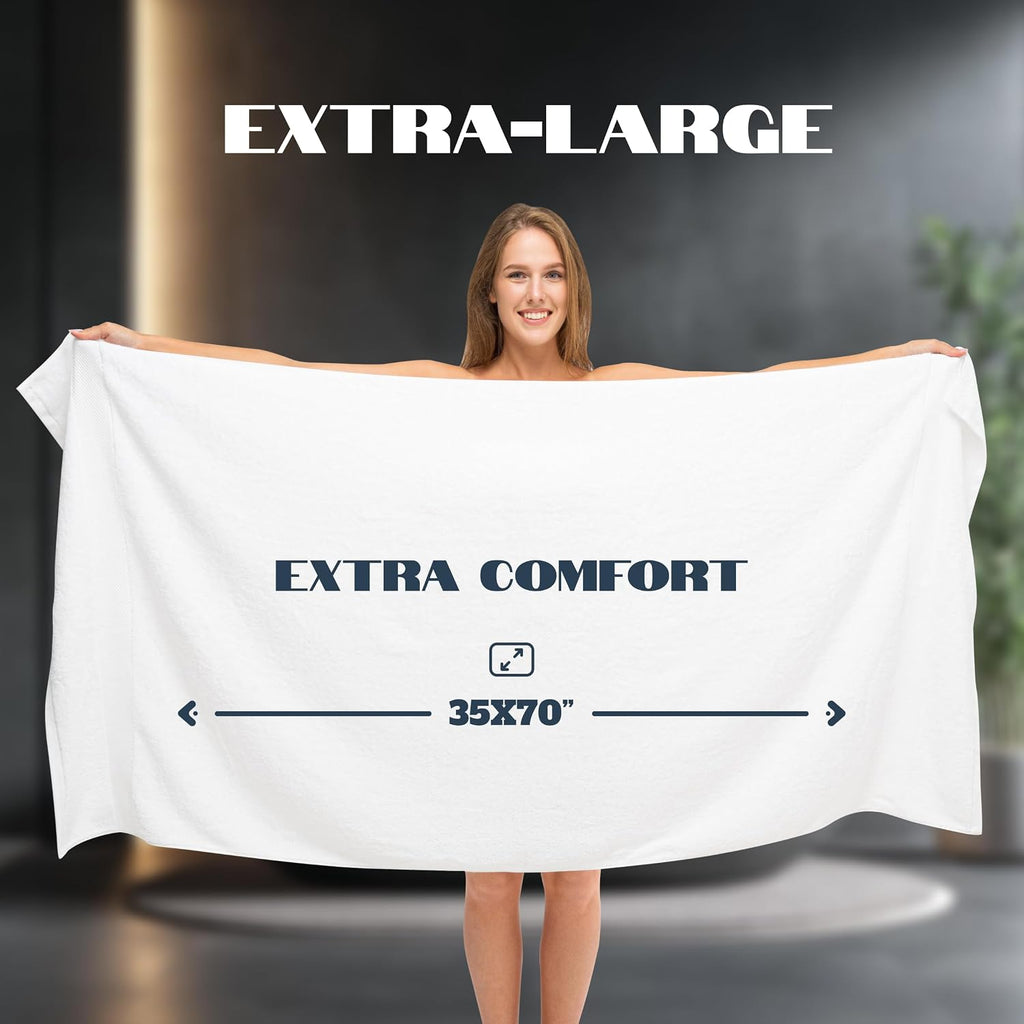 Luxury Bath Sheets Towels for Adults Extra Large 35x70 Inch - 700 GSM Turkish Cotton, Highly Absorbent | Hotel