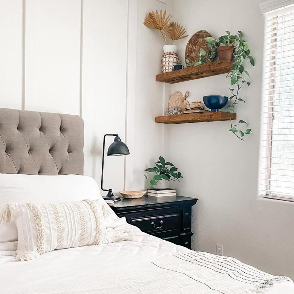Floating Shelves for Wall 23.6" Long - Wall Mounted Shelf Bathroom Kitchen Living Room Bedroom Farmhouse Home Decor