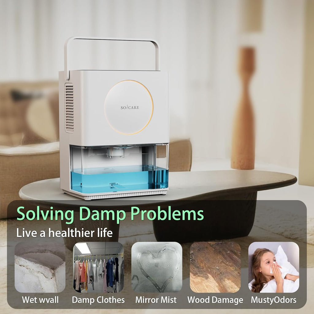 108 OZ (3.2L) Home Dehumidifier, Small Portable Room Dehumidifier for Bedroom Bathroom Basement RV Closet with HEPA