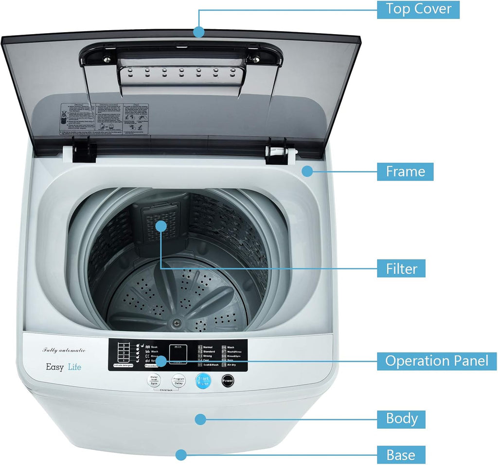 Portable Washing Machine, 2-in-1 Laundry Washer and Spin Combo with 10 Programs, 8.8lbs Capacity, Drain Pump and LED