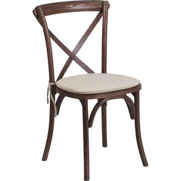 Wood Cross Back Stackable Chair, Mahogany