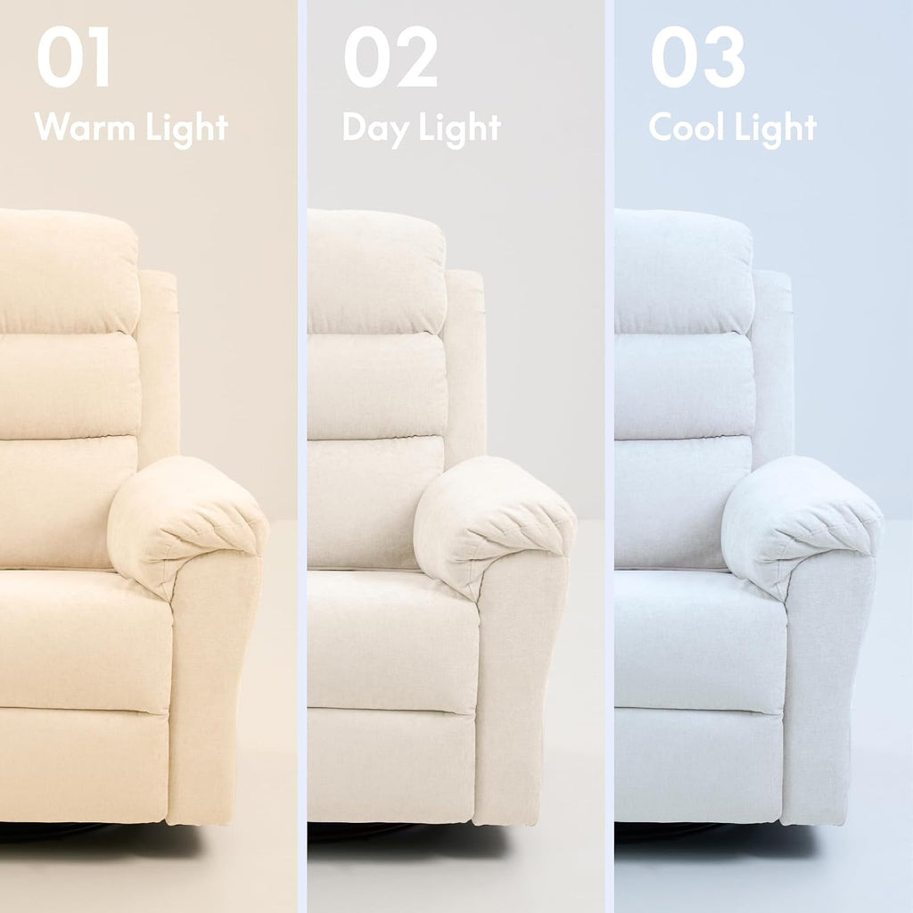 Swivel Rocker Recliner Chair for Adults, Nursery Rocking Glider Chair with Massage & Heat, FSC Wood Frame
