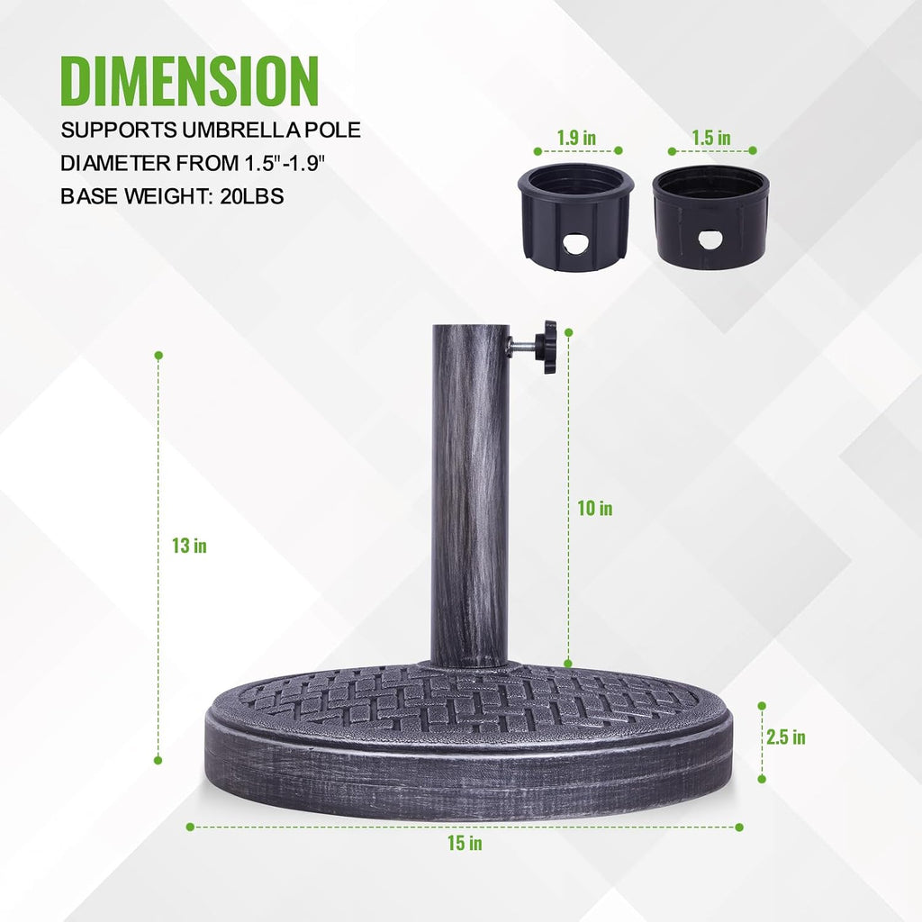 26.5 Lb Umbrella Stand, Patio Umbrella Base, 15 in Diameter