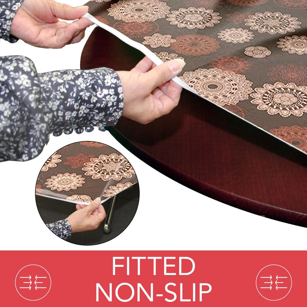 Round Tablecloth, Flannel Backed, Medallion Small Round