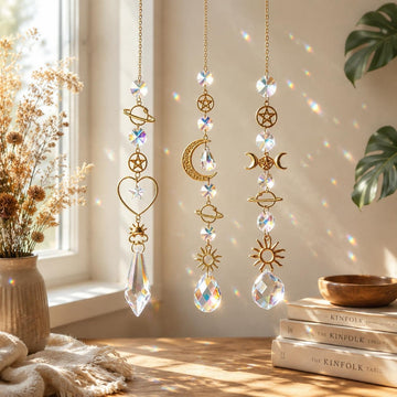 3-Pack Prism Suncatchers for Windows with Chain, Crystal Suncatcher Rainbow Maker