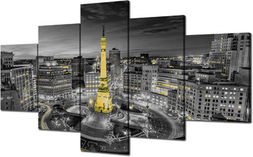 Indianapolis Skyline Wall Art Indiana Canvas Print(60x32 inches) | Indianapolis Wall Art, Indiana Soldiers & Sailors