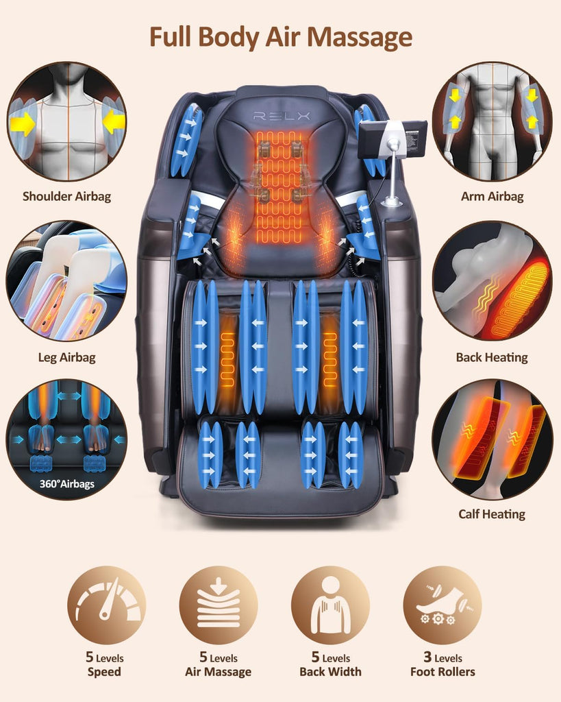 2026 Massage Chair Full Body, Body Scan, Zero Gravity Recliner, Brown | 20-Mode Shiatsu Massage Chair with SL-Track
