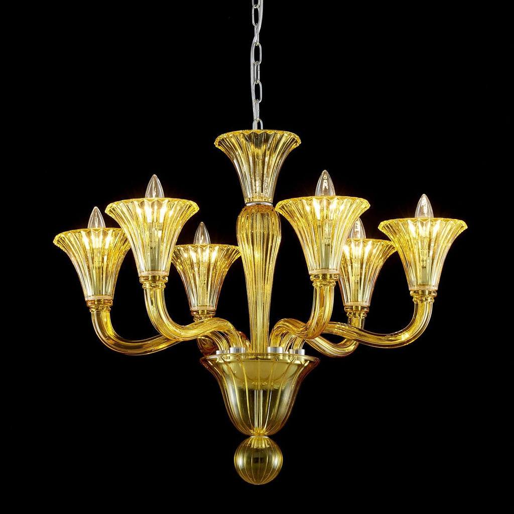 6 Light Crystal Chandelier, Modern Dining Room Light Fixture, Yellowish Green Crystal Pendant Light for Bedroom Livingroom, D24xW24xH22, E12 Socket
