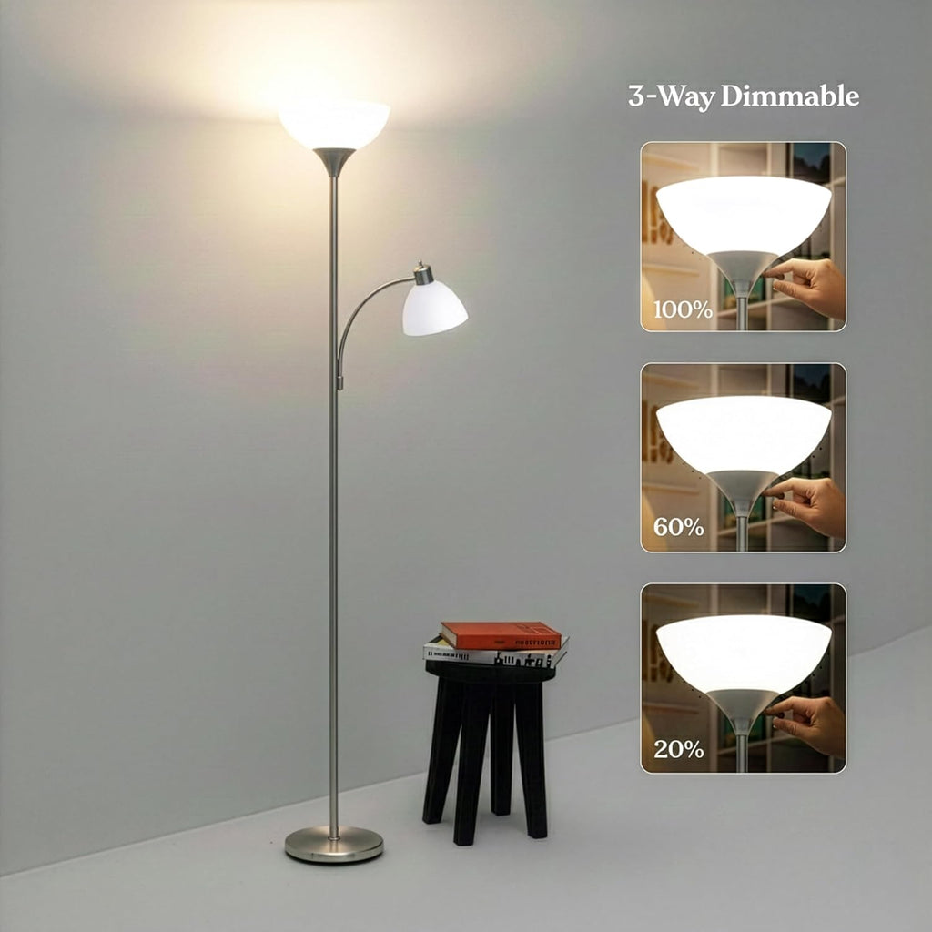 Sky Dome Plus LED Floor lamp, Torchiere Super Bright Floor Lamp with Reading Lamps & Offices