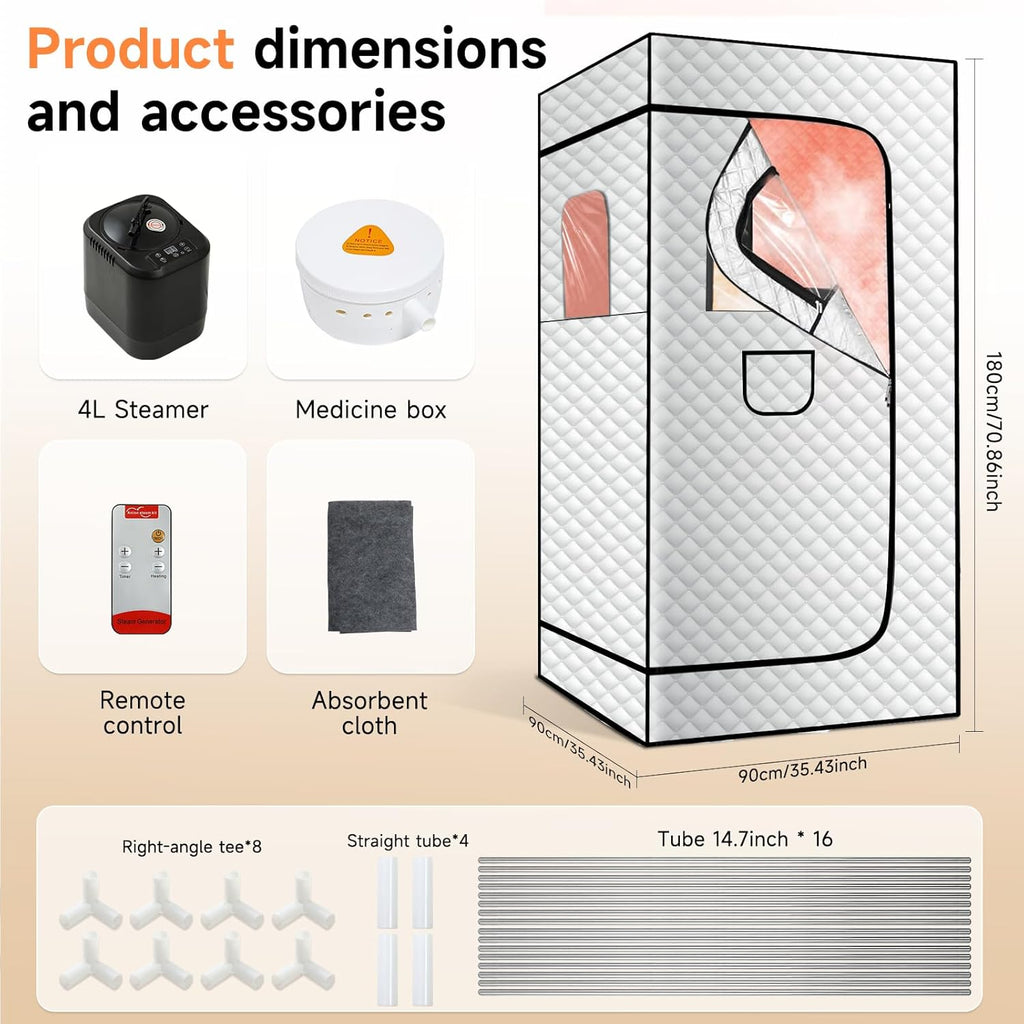 2026 Home Steam Sauna with 4L 1500W Steamer, Full Body Sauna Box for Home, Personal Sauna Steam Sauna Tent at Home Spa