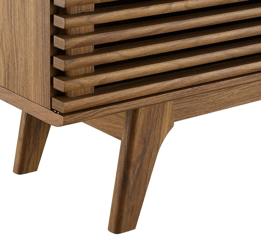 Render 71" Mid-Century Modern Low Profile Media Console TV Stand, 71 Inch, Walnut