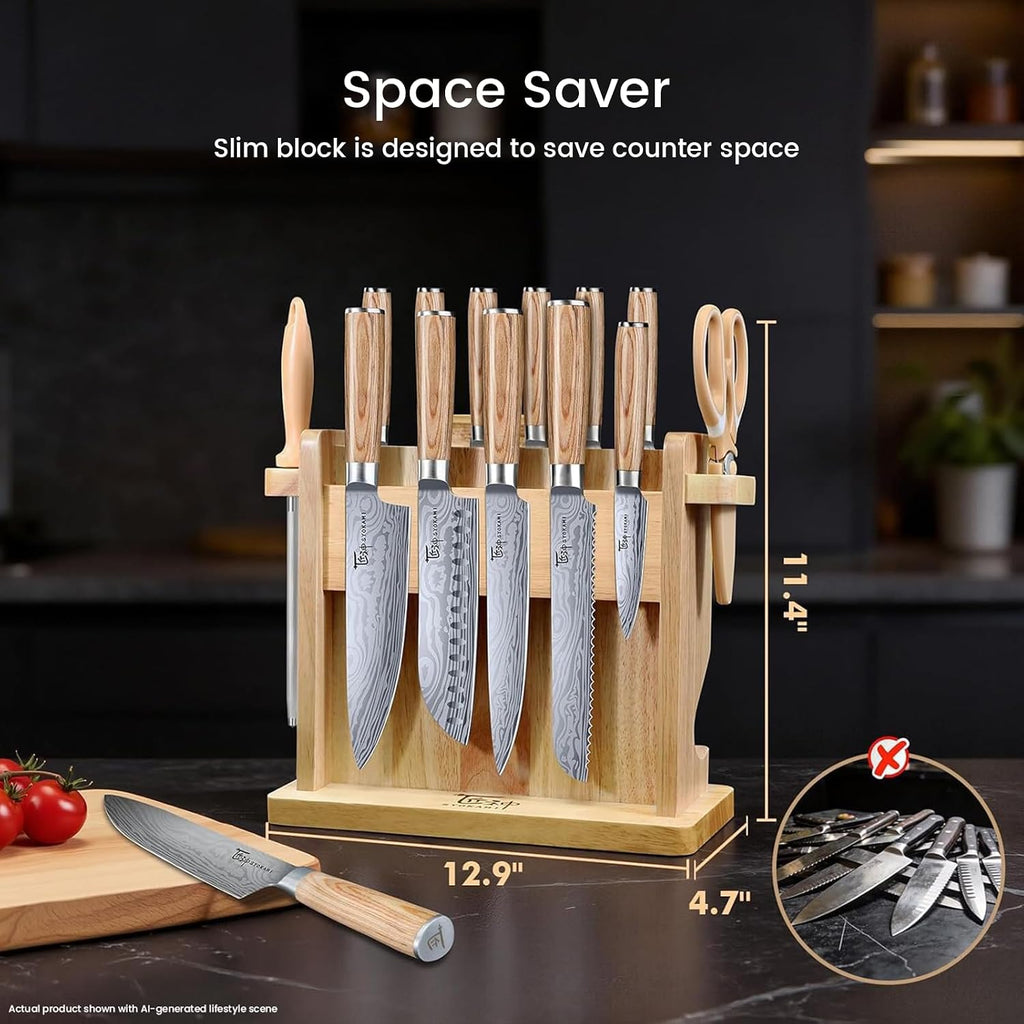 2026 Upgrade Japanese Kitchen Knife Set with Torii-Style Block | 14-Pieces Knife Set , German DIN1.4116 Steel