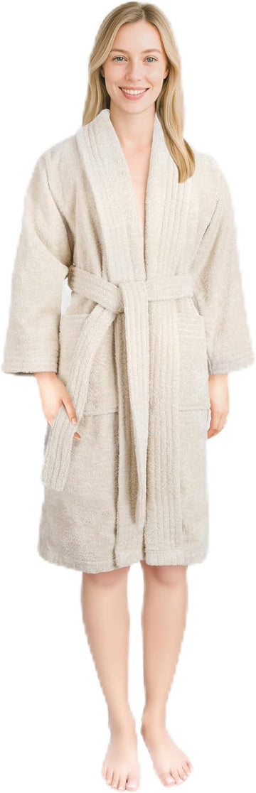 Women's 100% Cotton Terry Bathrobe - Soft, Absorbent, Quick Dry Turkish Robes for Women Quality Housecoat