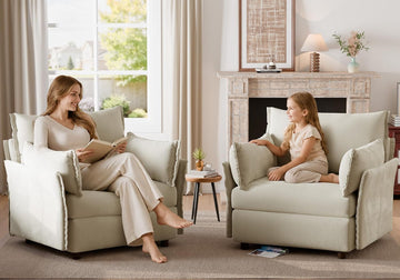 Oversized Velvet Accent Chair with Removable Covers, Extra Deep Seat & Wide Reading Chair with 2 Pillows , High Back