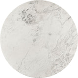 248White-DT48 Genoa Collection Art Deco Dining Table with Handcrafted Genuine Marble, White Marble with Light Grey