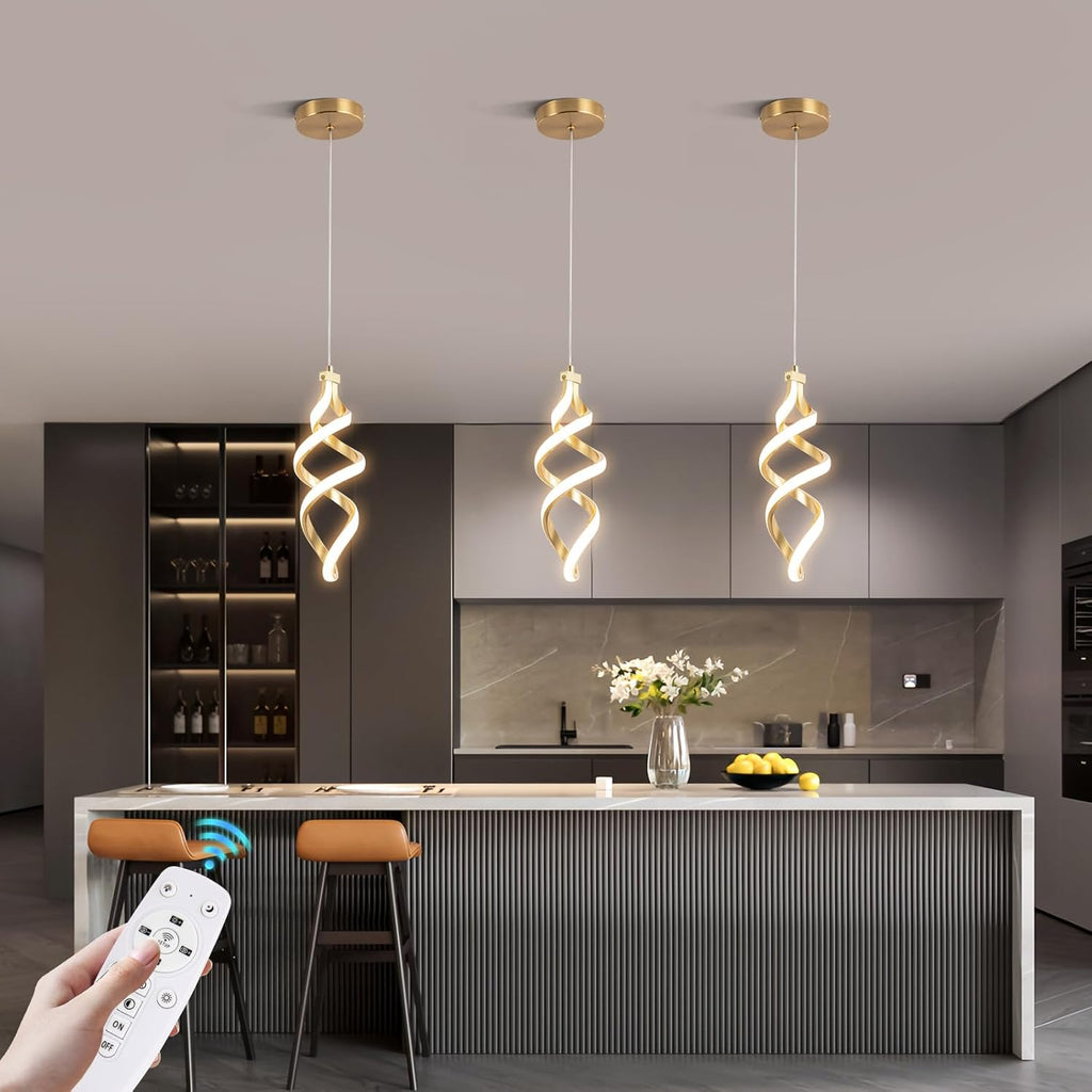 Modern Led Pendant Light Fixture, 15W Spiral Led Chandelier Hanging Lamp, 3000K-6000K, Dimmable Pendant Lamp